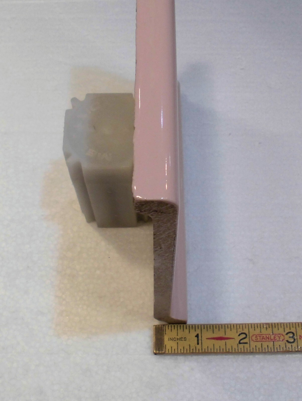 1 pc. Vintage Glossy *Pink Mist* 6” X 6” Ceramic Cove Base Tile by MID-STATE