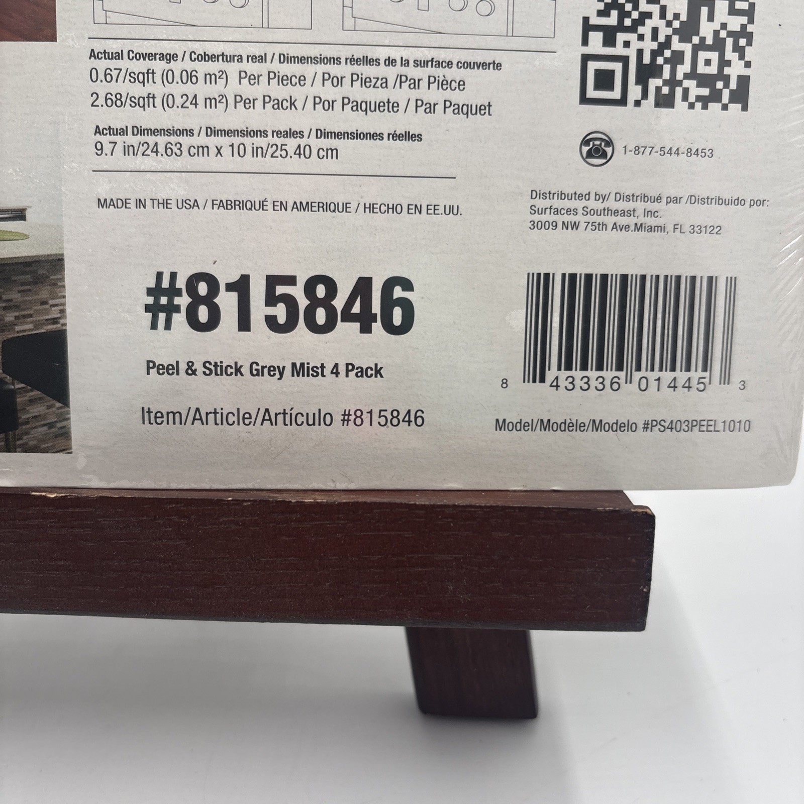 1 Pack 4 Sheets Peel & Stick Mosaics Wall Tiles Grey Mist # 815846