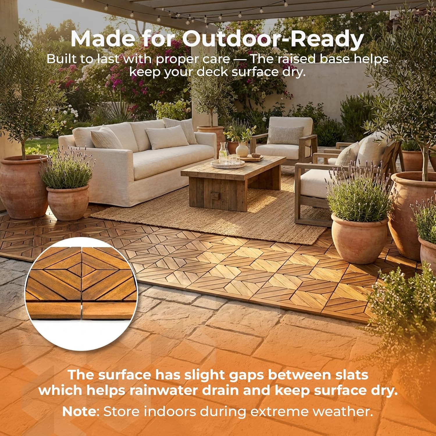 Acacia Hardwood Straight Edge for Interlocking Deck Tiles Decking Straight