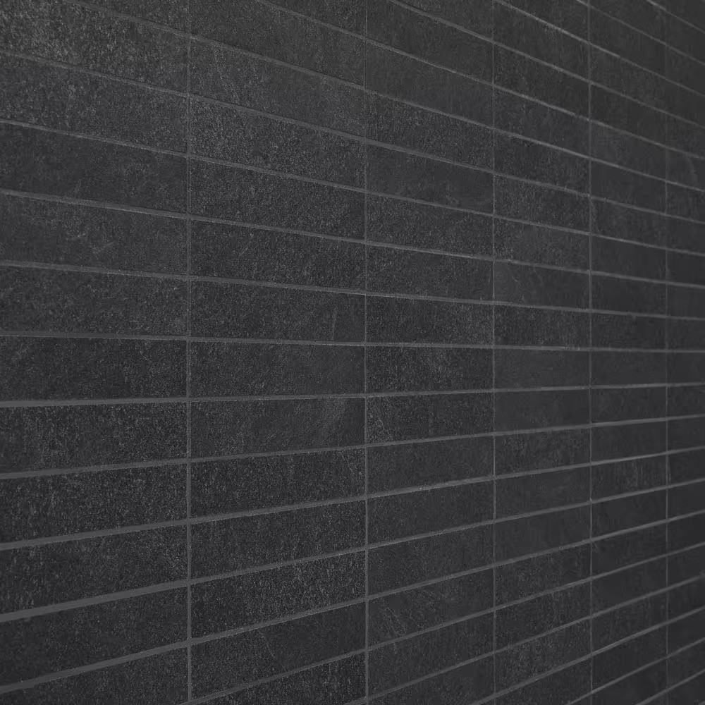 Monolith Charcoal Black 11.81 In. X 11.81 In. Stacked Matte Porcelain Mosaic Flo