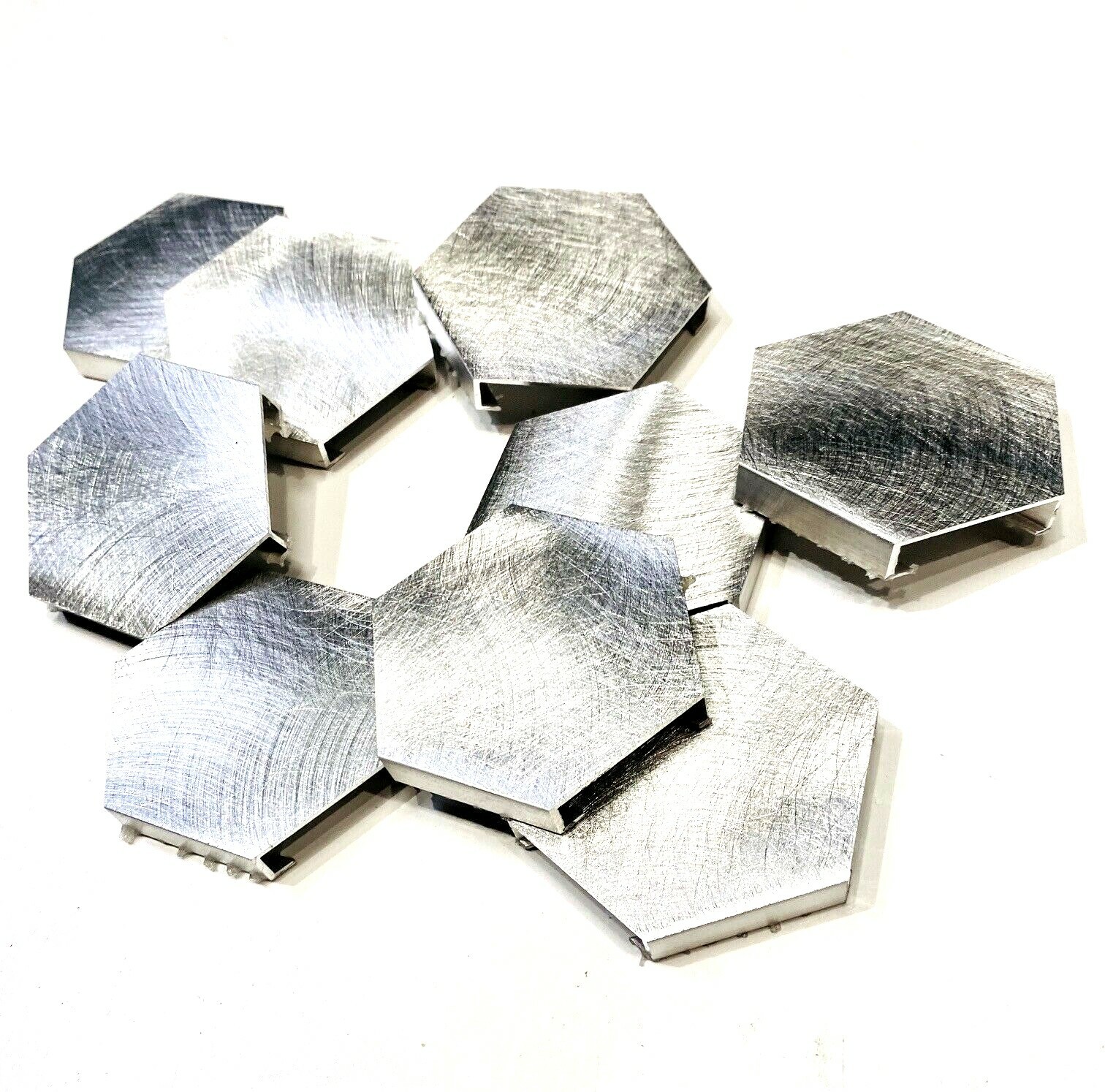 Brushed Aluminum 2 inch Hexagon Mosaic Backsplash Arts Crafts Tile (Pack of 10)