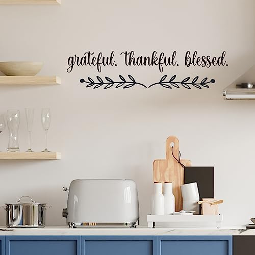 Grateful Thankful Blessed Vinyl Wall Decal Inspirational Quote Wall Art Mural
