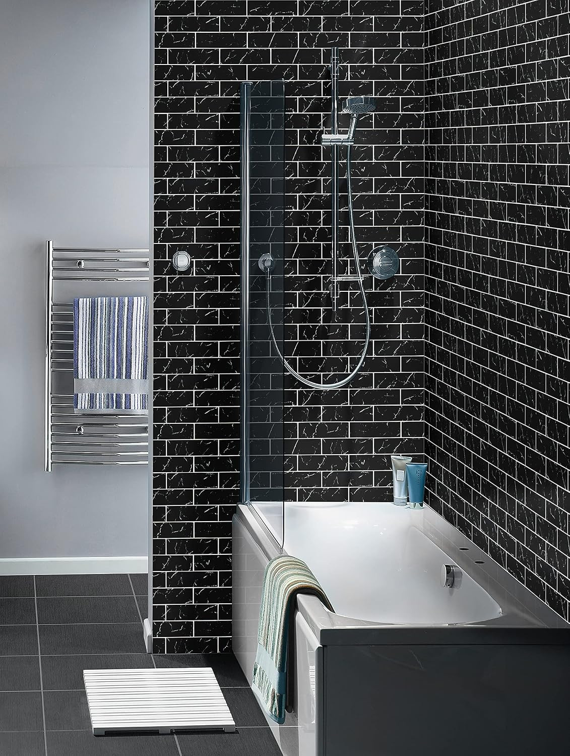 Nero Marquina 3 inch x 6 inch Glass Subway Tile for Kitchen Backsplash, Wall Til