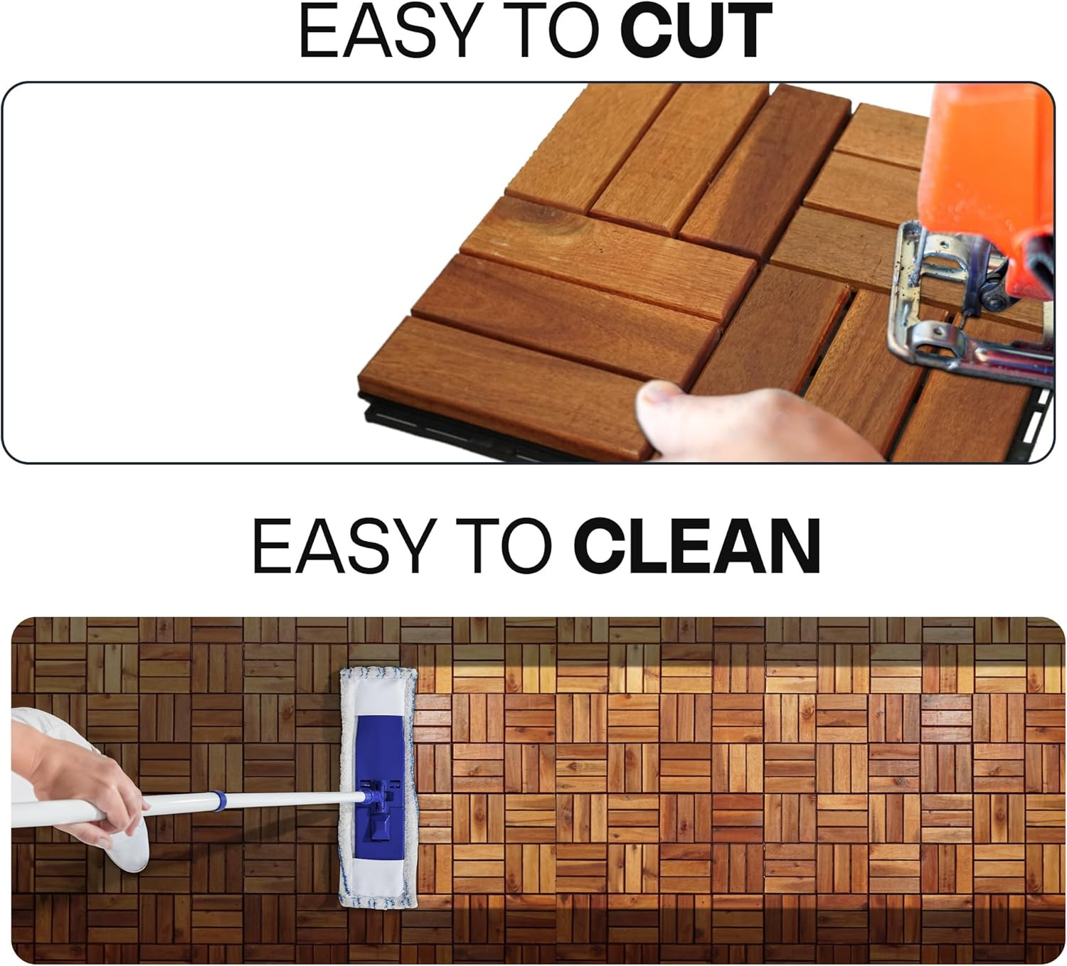 Wood Interlocking Deck Tiles – 12″x12″ Indoor & Outdoor Flooring Tiles for Balco