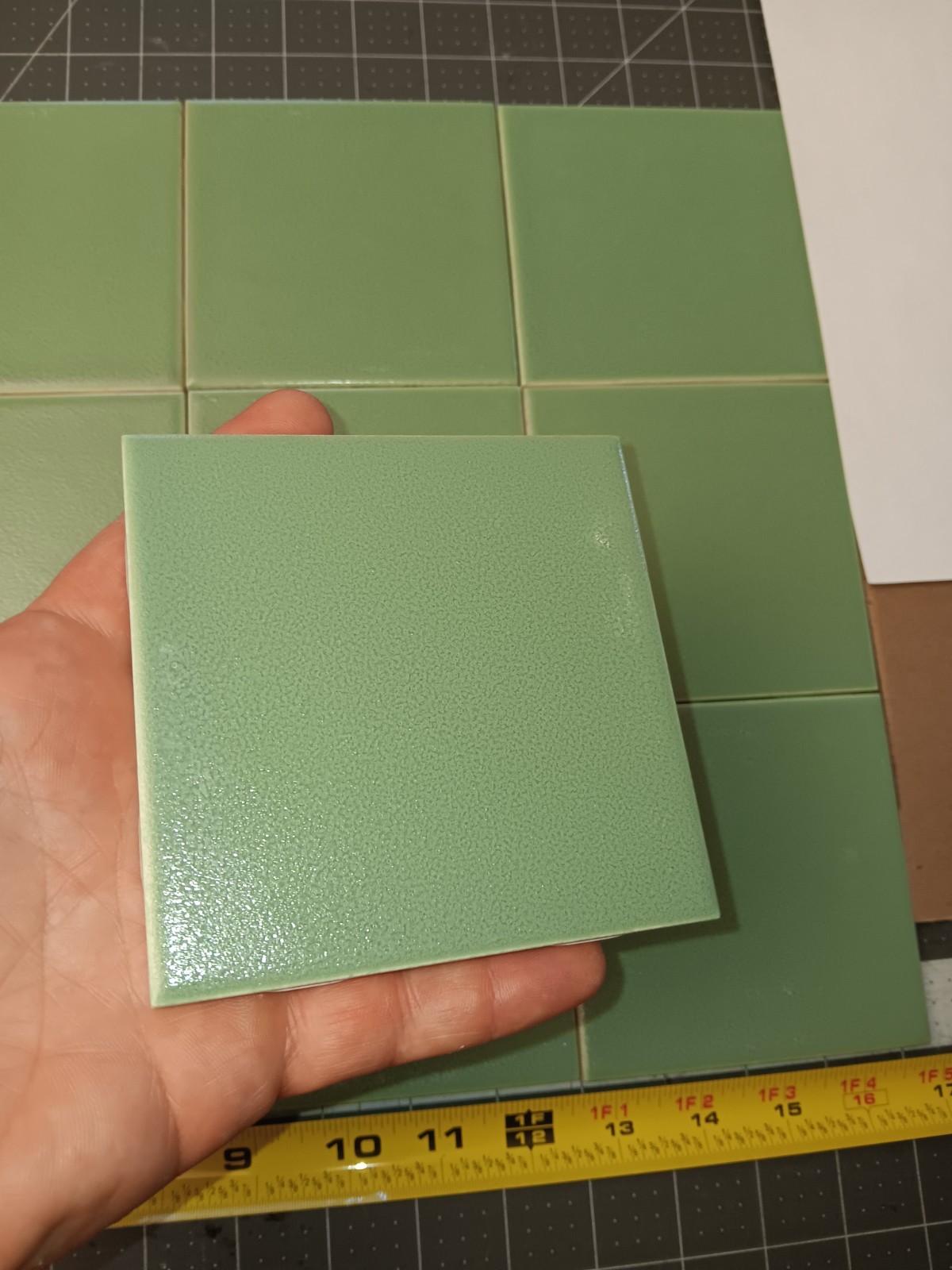12 pc. Vintage Tile JADESHEEN GREEN CRYSTALLINE Bath Kitchen NOS American Olean
