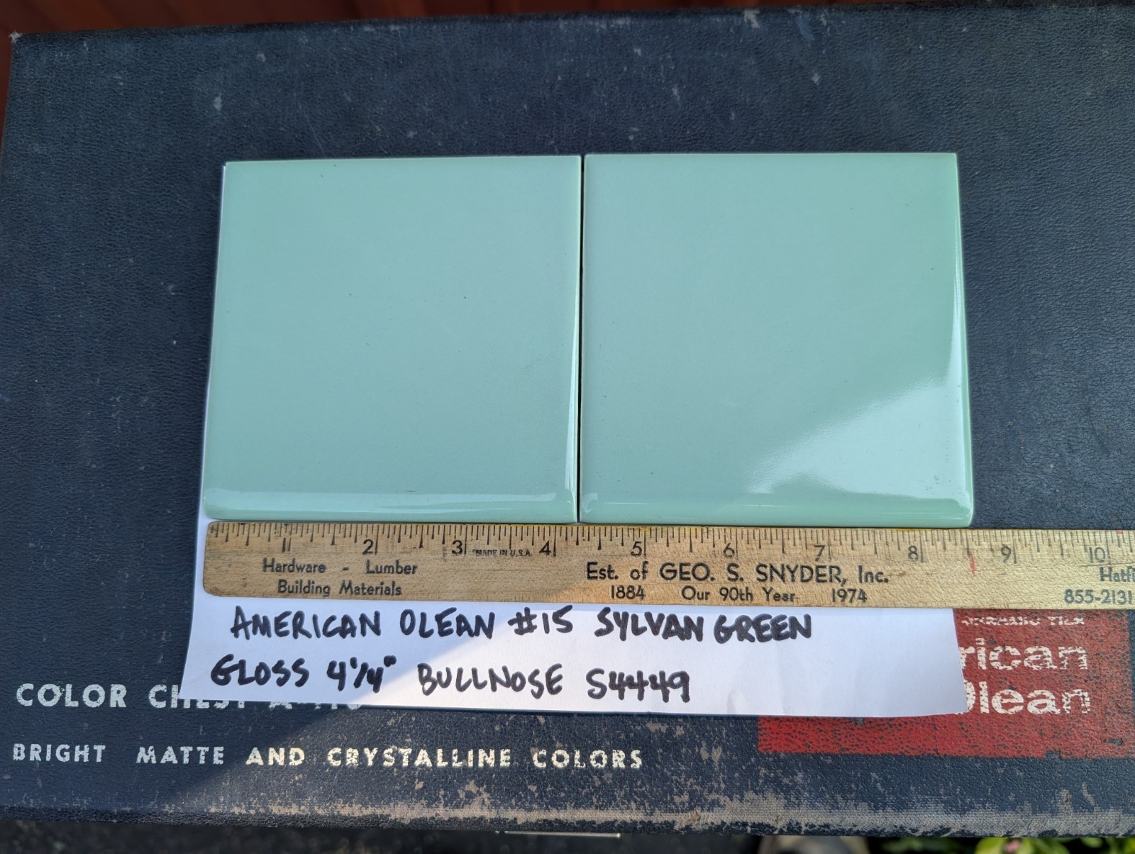 2 pieces 4-1/4″ Ceramic Tile BULLNOSE #15 Sylvan Green New American Olean Tile