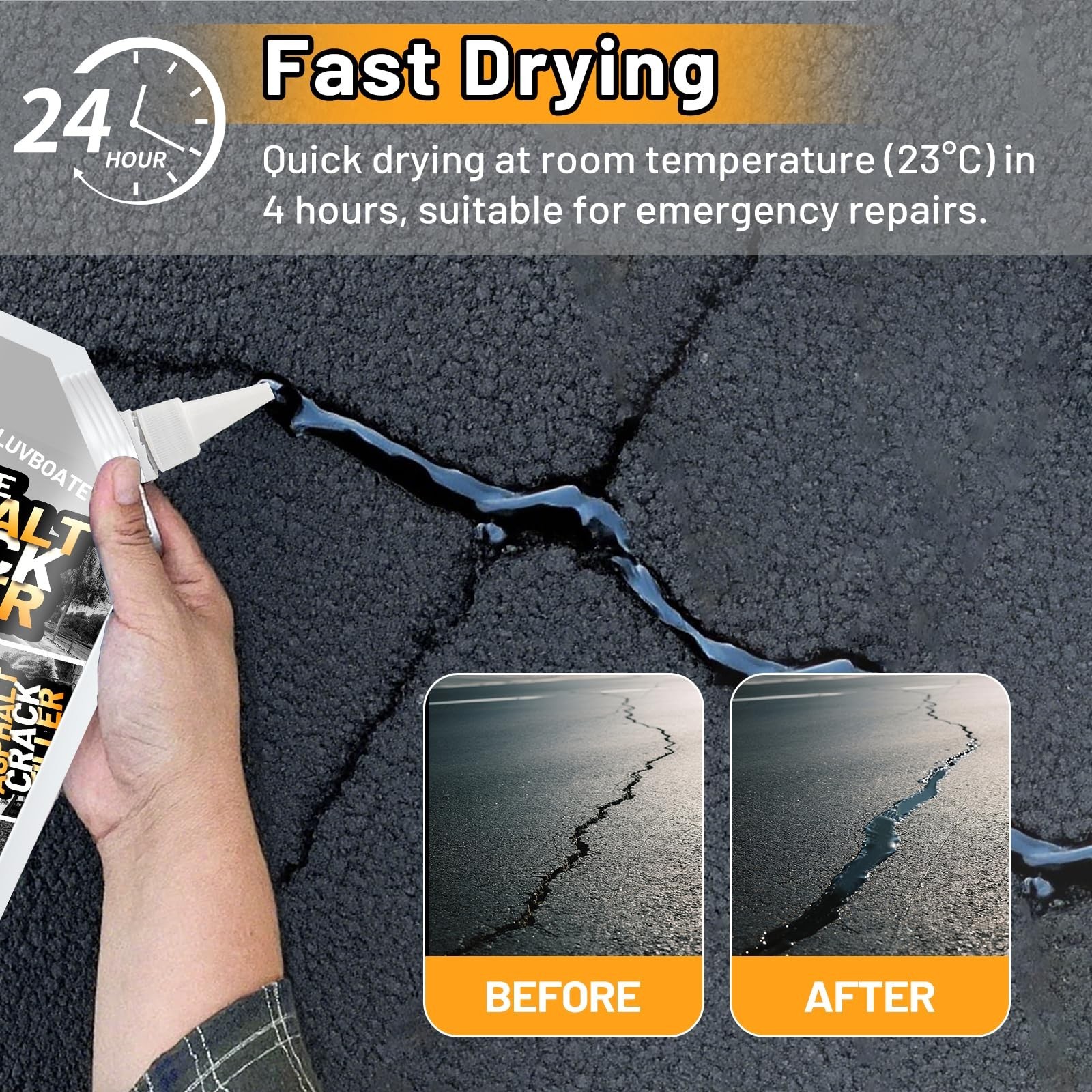 Asphalt Crack Filler, 1.5LB High Elasticity Driveway Crack Filler, Self Level…