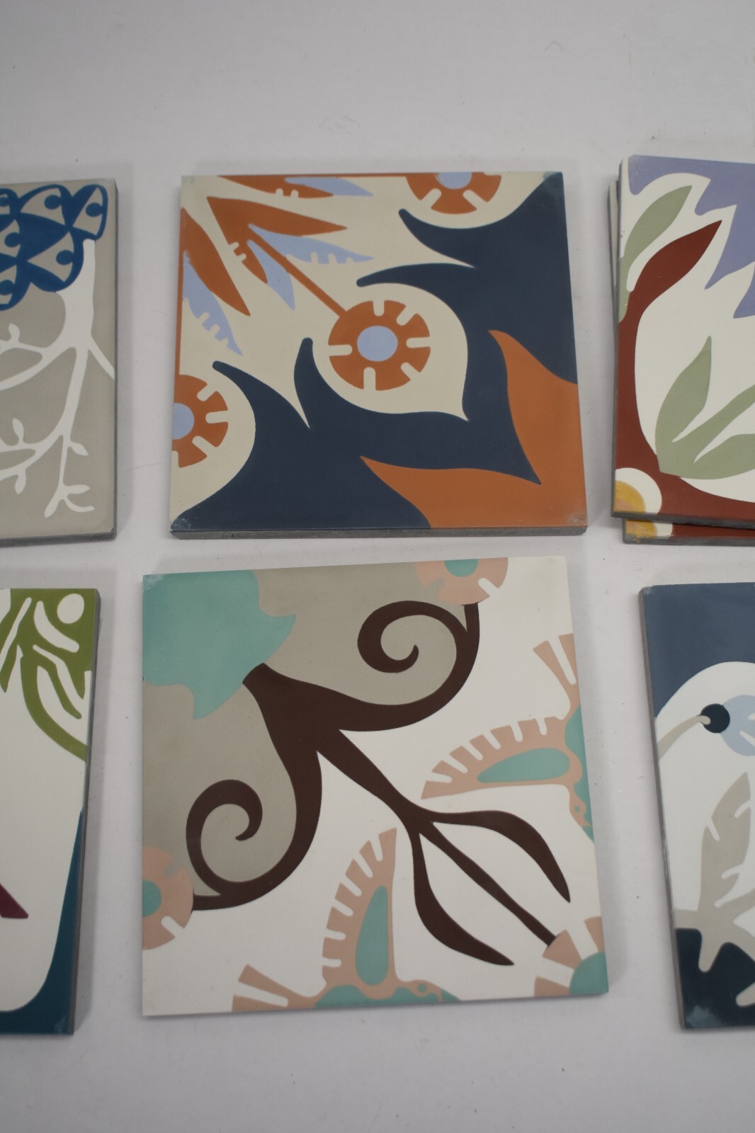 Lot of 10 LiLi Square Handmade Cement Tiles Assorted Styles 8″ x 8″ Inserts