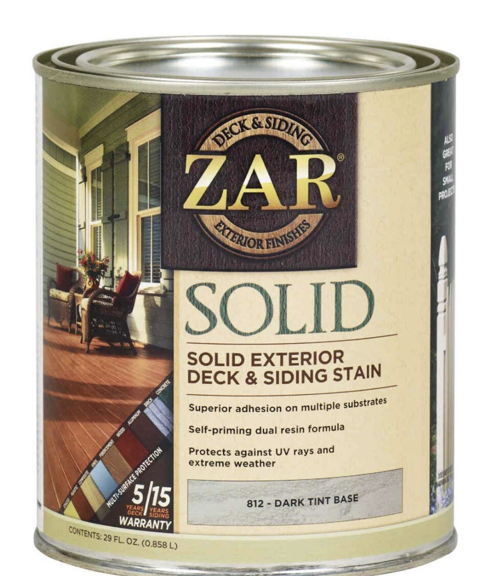 ZAR Solid Exterior Deck & Siding Stain, 29 FL. OZ. (811 – Medium Tint Base)