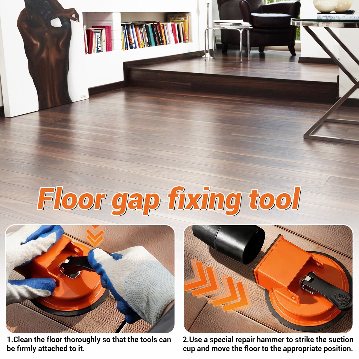 Floor Gap Fixer Strong Suction Cup Tool for Hardwood-Laminate and Vinyl Flooring