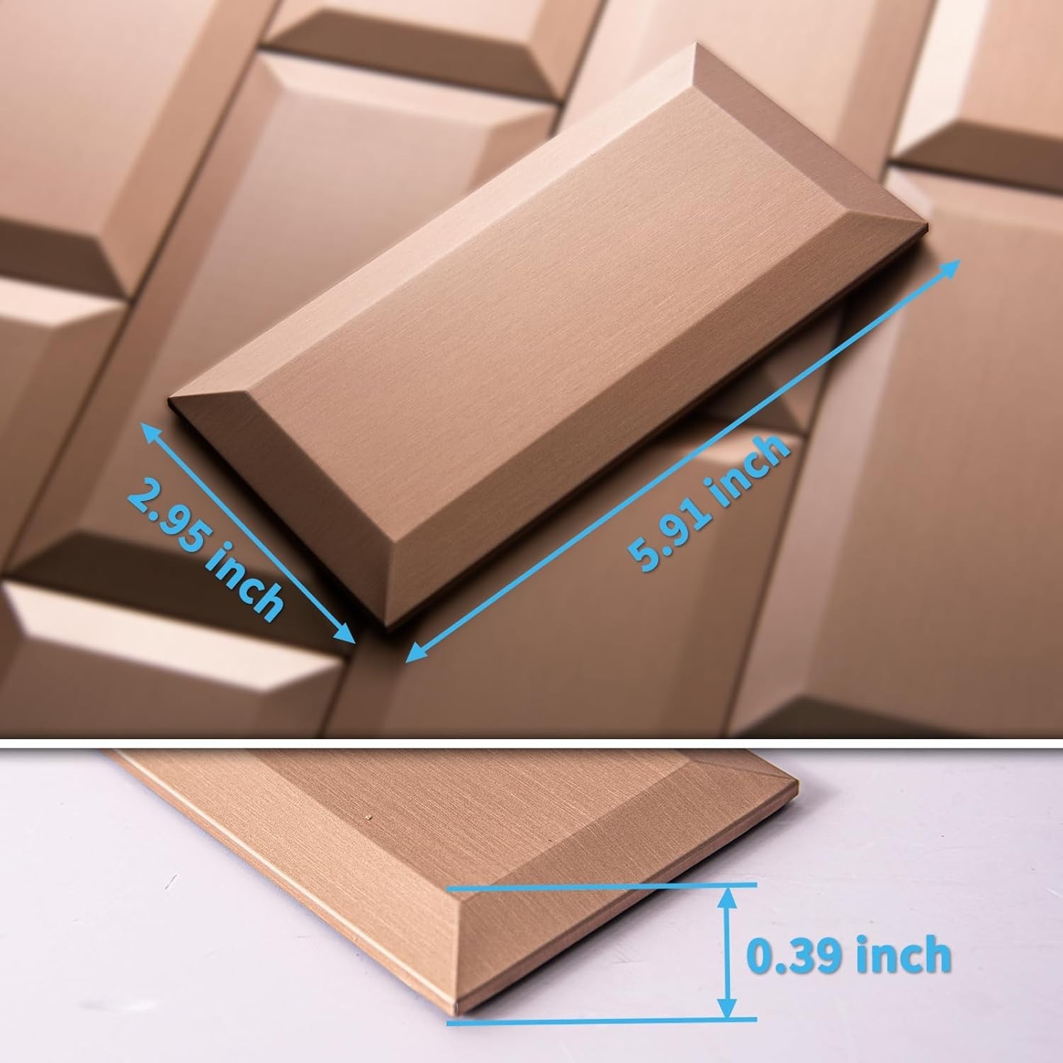 100 Pcs Copper Peel and Stick 3D Subway Backsplash Tiles for Home Decor