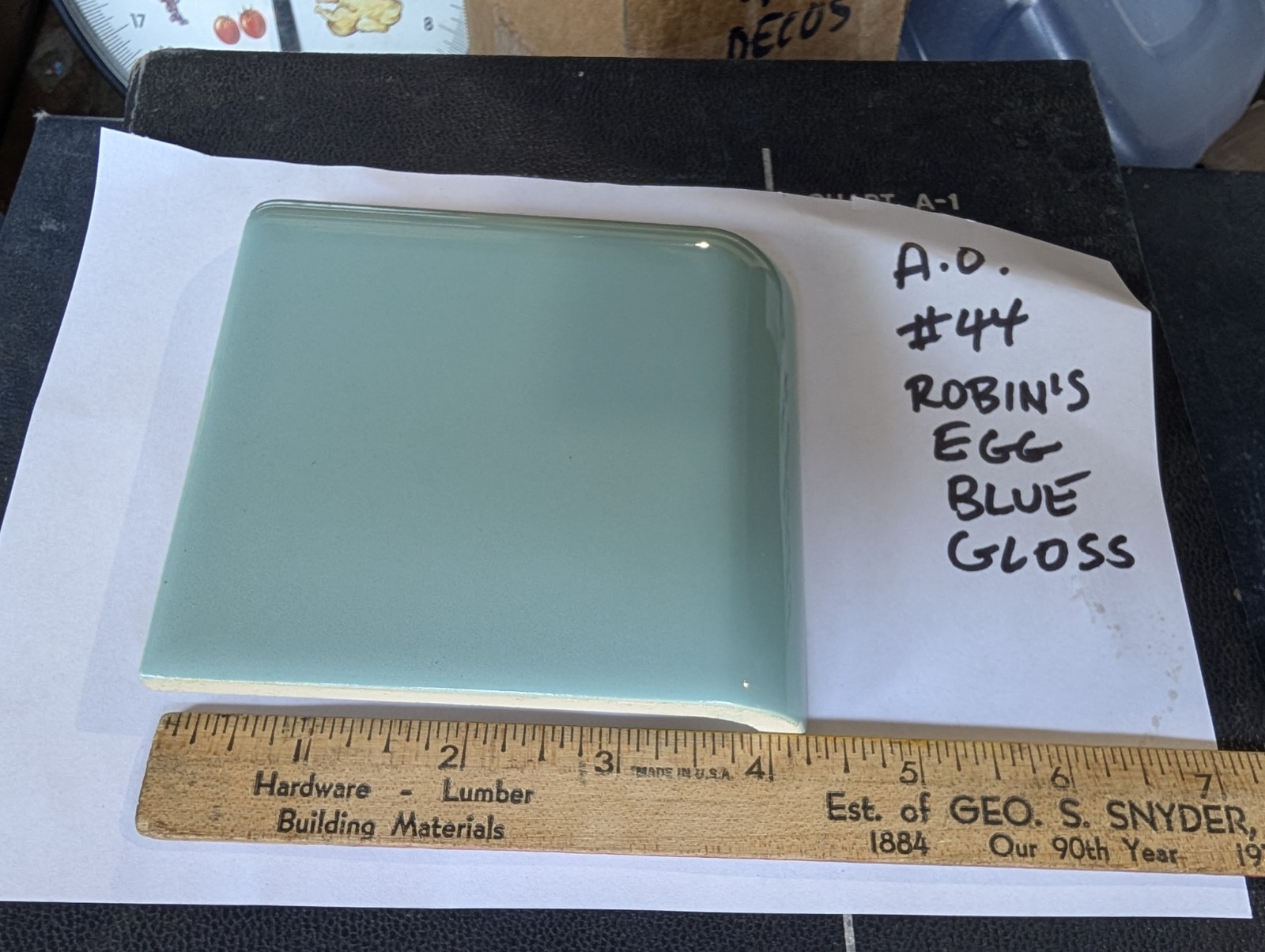 1 pc 4-1/4″ Ceramic Tile Mud Corner Bullnose #44 Robins Egg American Olean Gloss