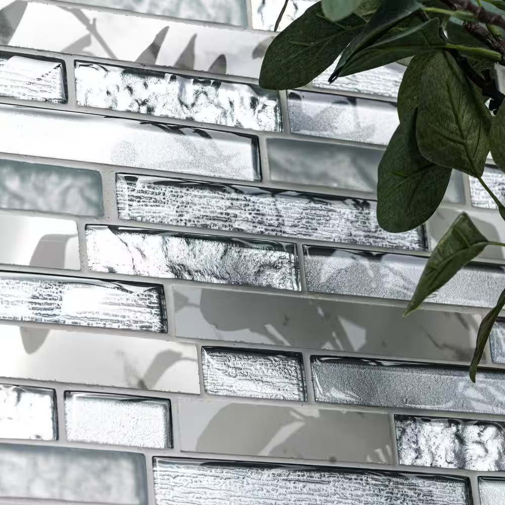 Whistler Ice Interlocking 11.81 In. X 12 In. X 8Mm Glass Mesh-Mounted Mosaic Til