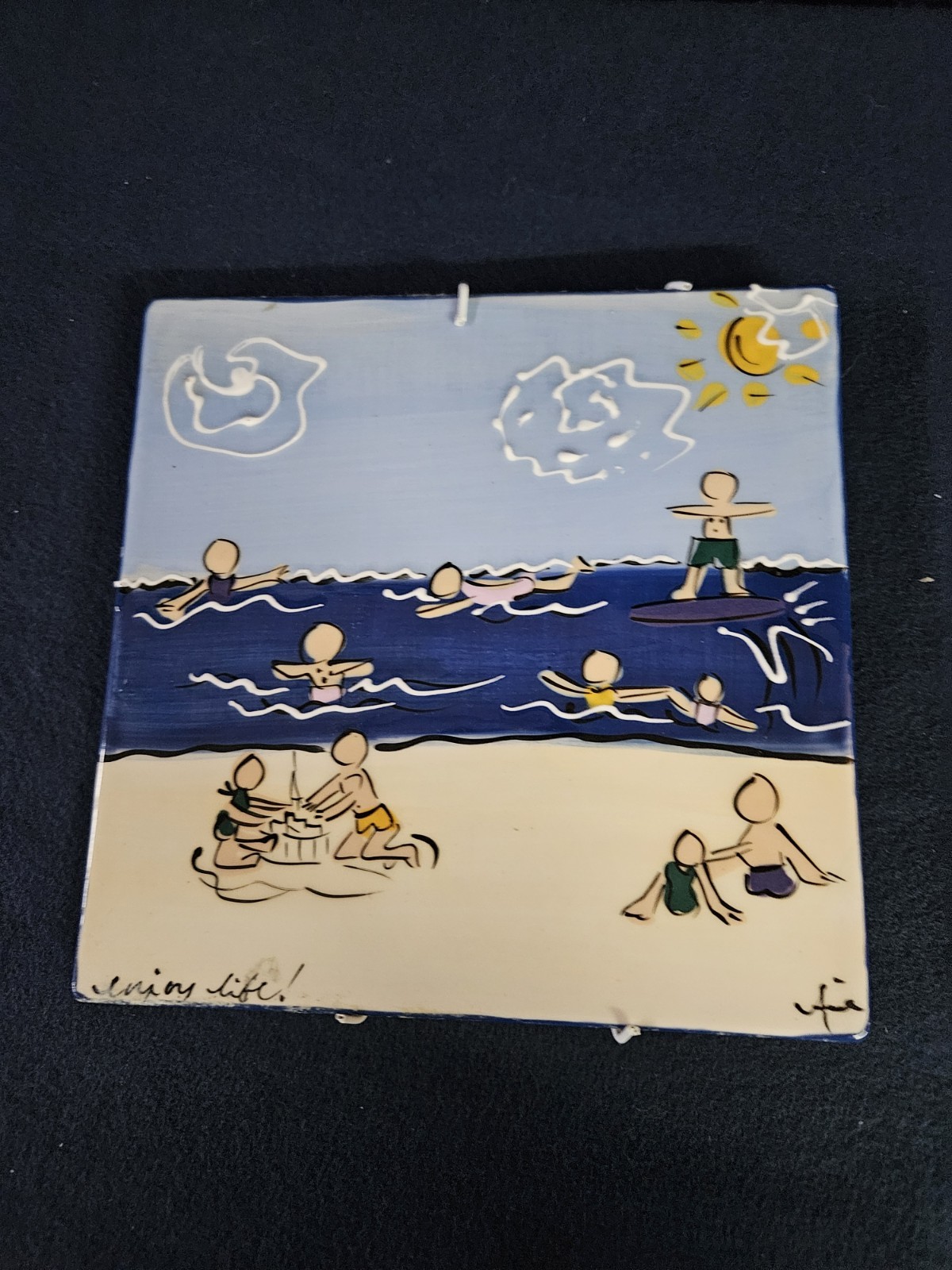 Set of 3 Beach Themed 8×8 Ceramic Tiles