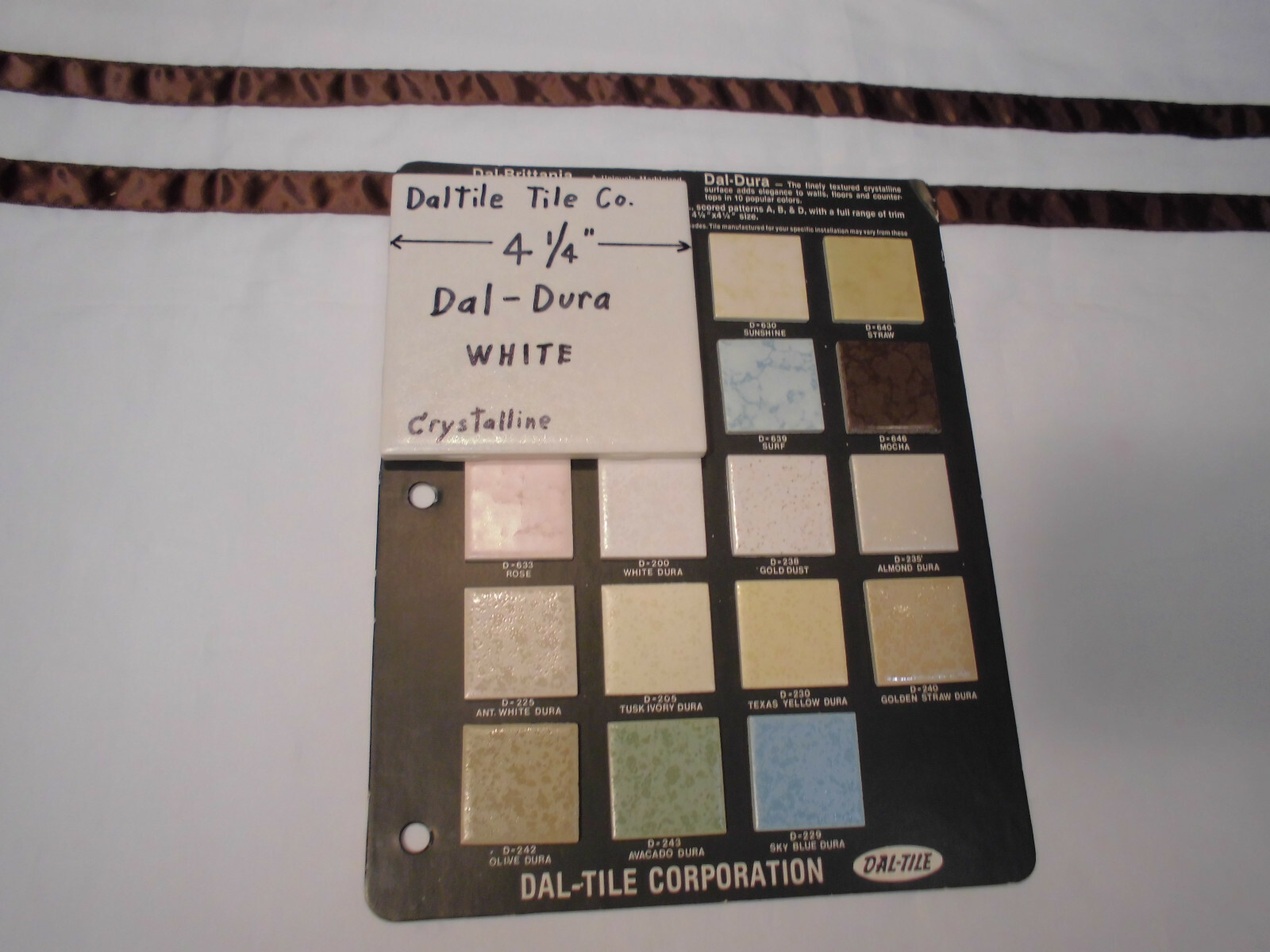 1 pc. *White* Ceramic Tile by Daltile 4-1/4″ Dal-Dura; Crystalline, Matte, New