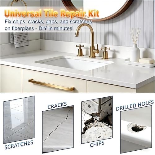 Porcelain Tile Repair Kit – 5.6 oz Epoxy Putty, 6-Color Match for Chips & Cracks