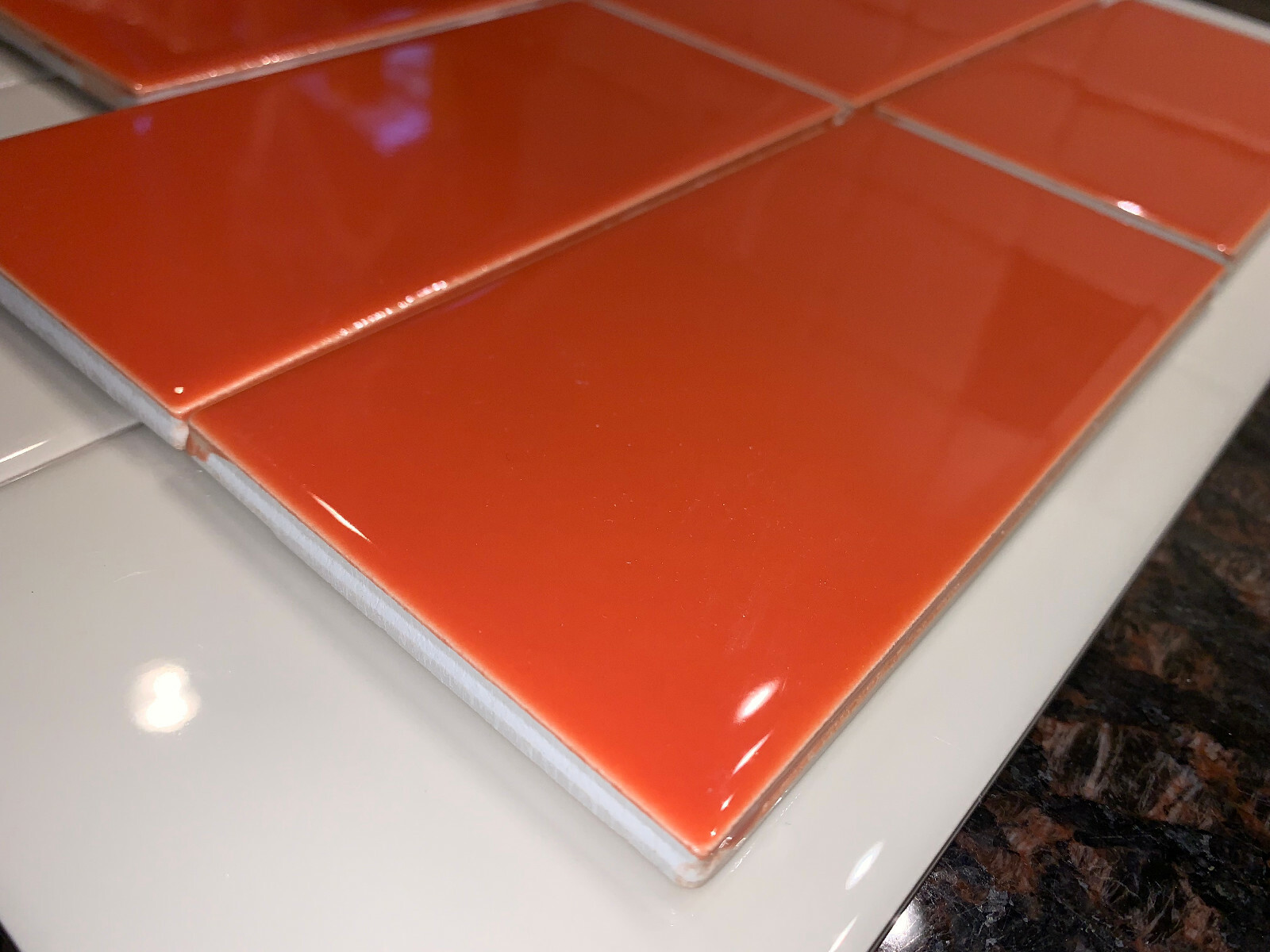 Lot of 8 Tiles Orange Burst Daltile 3×6 Subway QTC136MOD1P Daltile Natural Hues
