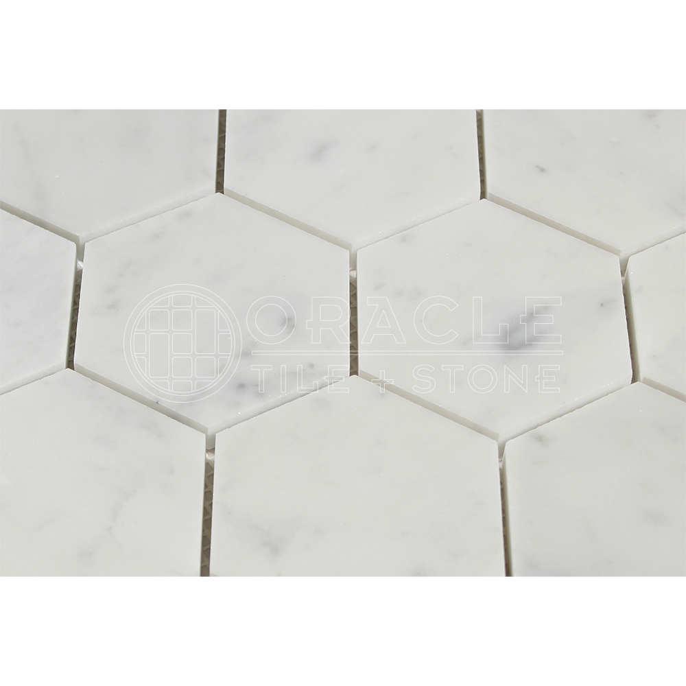 Carrara White Italian (Bianco Carrara) Marble 3 inch Hexagon Mosaic Tile