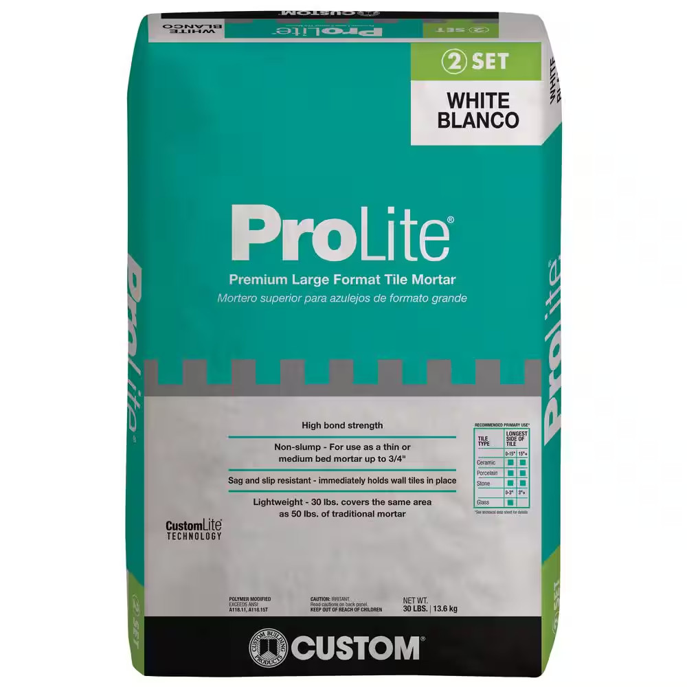 Prolite 30 Lb. White Premium Lightweight Large Format Mortar for Tile and Stone
