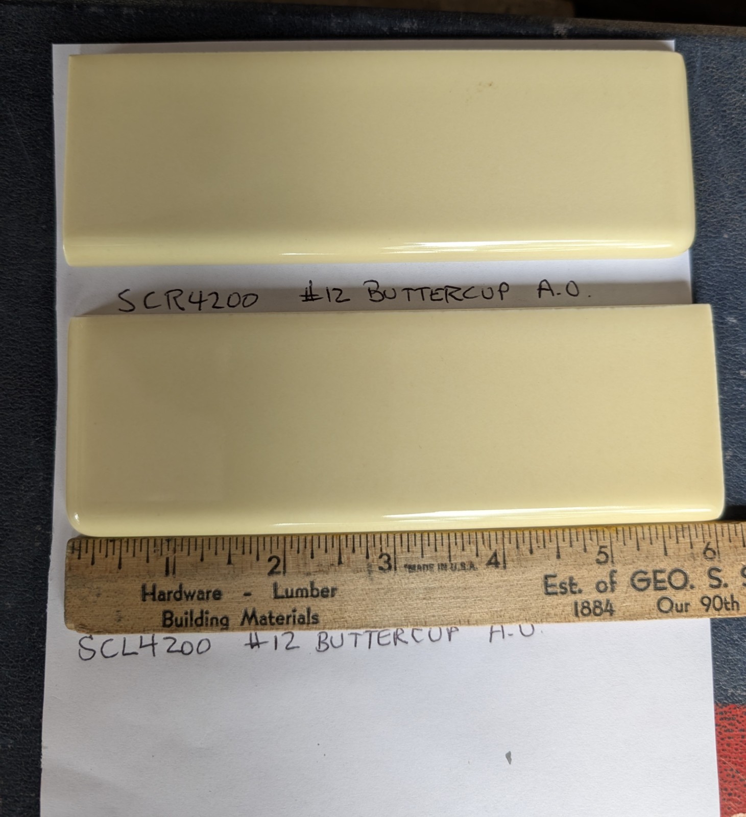 3 pc American Olean Bullnose 2×6 #12 Buttercup Yellow Corners L&R S4269 S4200