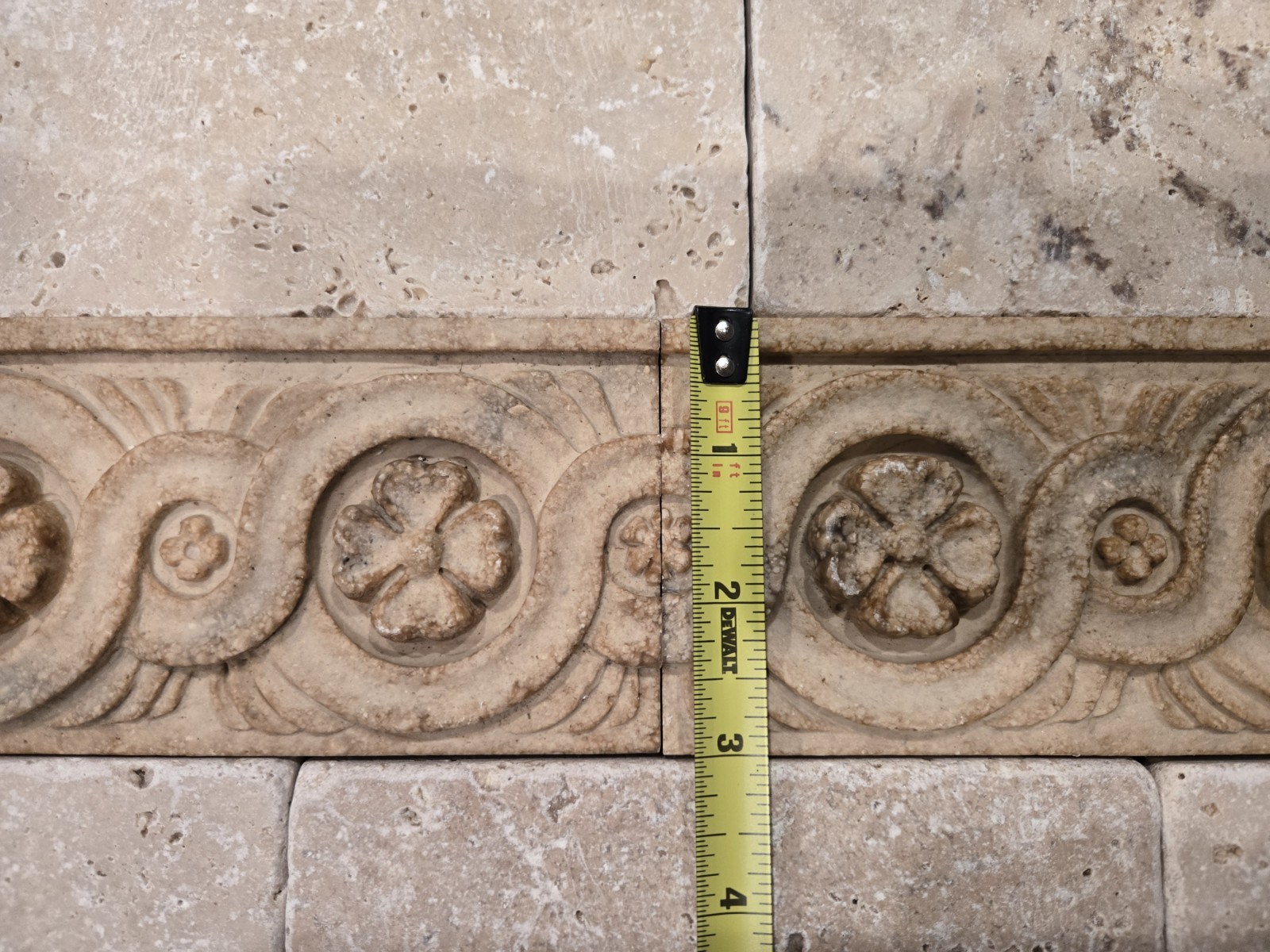 Italian tile border Looks Like Travertine Ivory Chiaro Tumbled Stone Marble Look