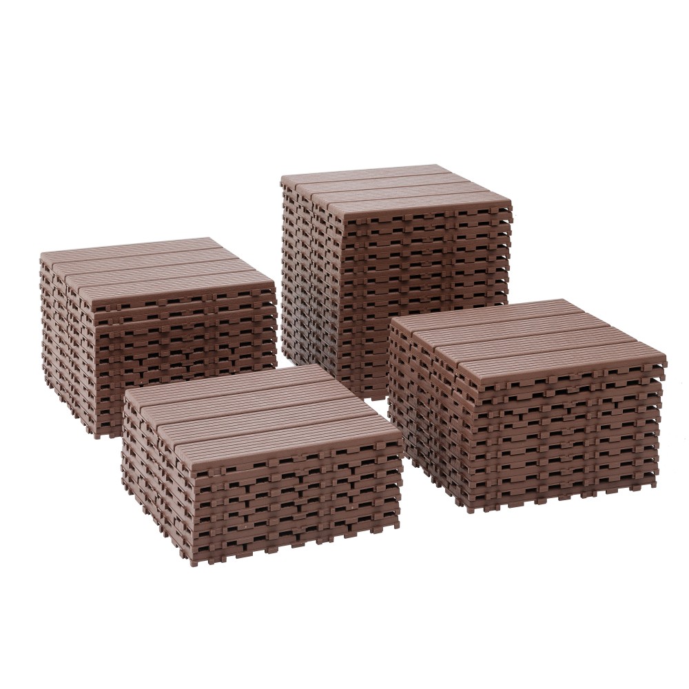 44PC 12″x12″ Interlock Patio Deck Tiles Waterproof Outdoor Flooring Garden Yard