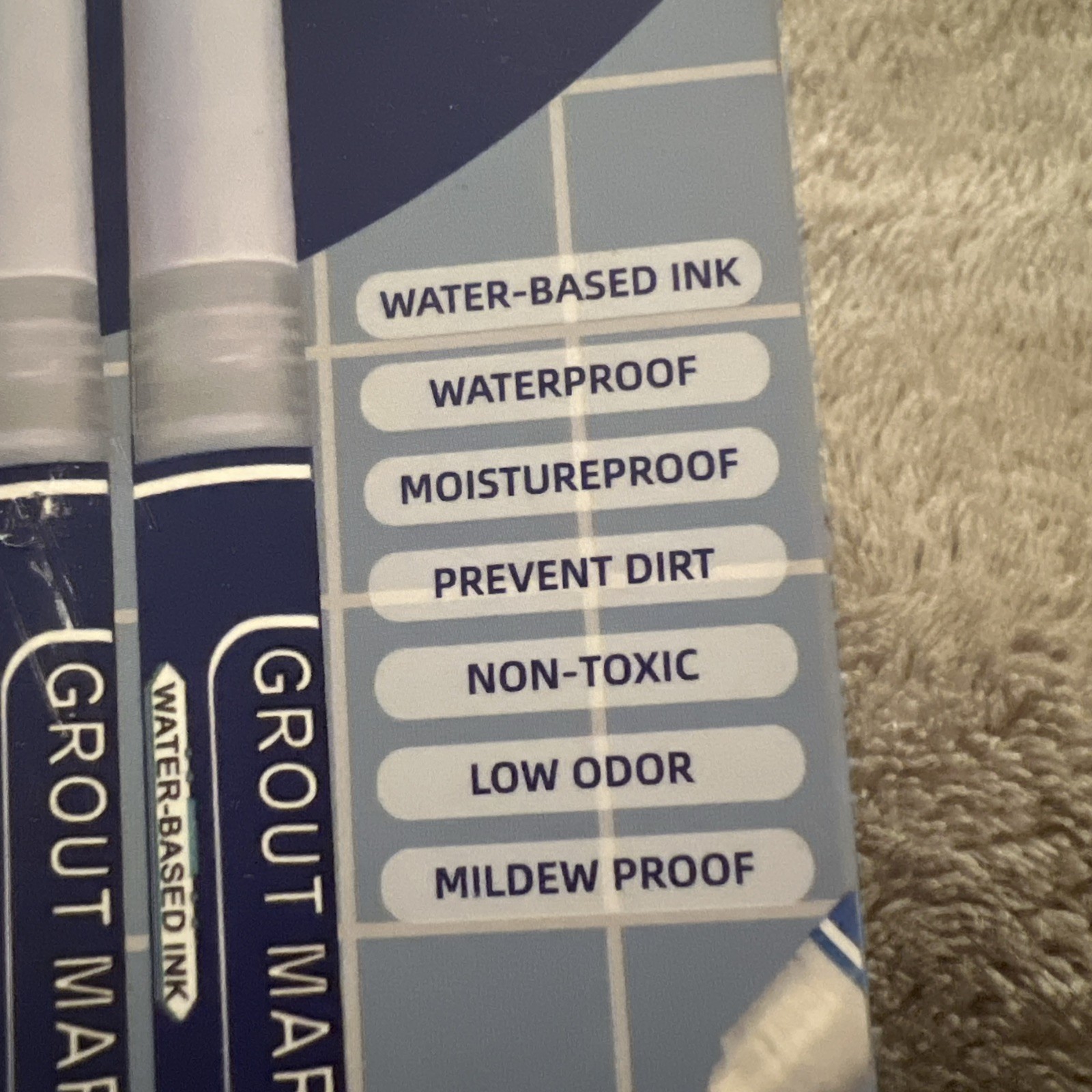 Grout Pen White Tile Paint Marker: Waterproof Tile Grout Colorant w/ Extra Tips
