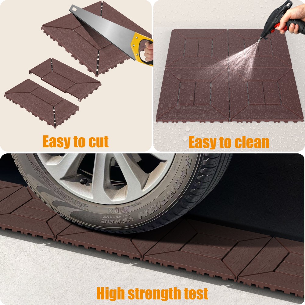 44 Pack 12×12 Interlocking Patio Tiles DIY Deck Floor Tiles Polypropylene Indoor