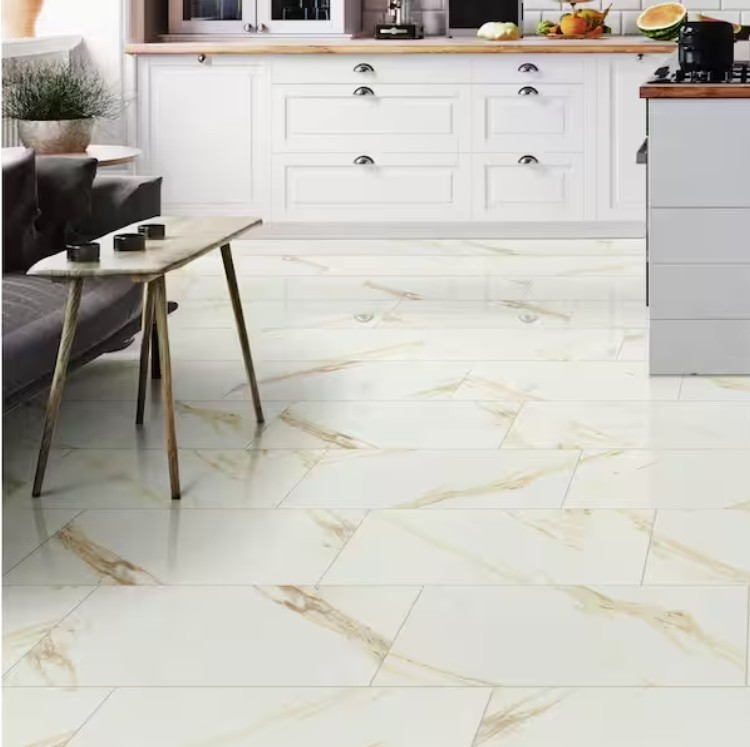 Yosemite White Tile Package of 4 16 x 32 in Polished Marble Look for Floor Wall
