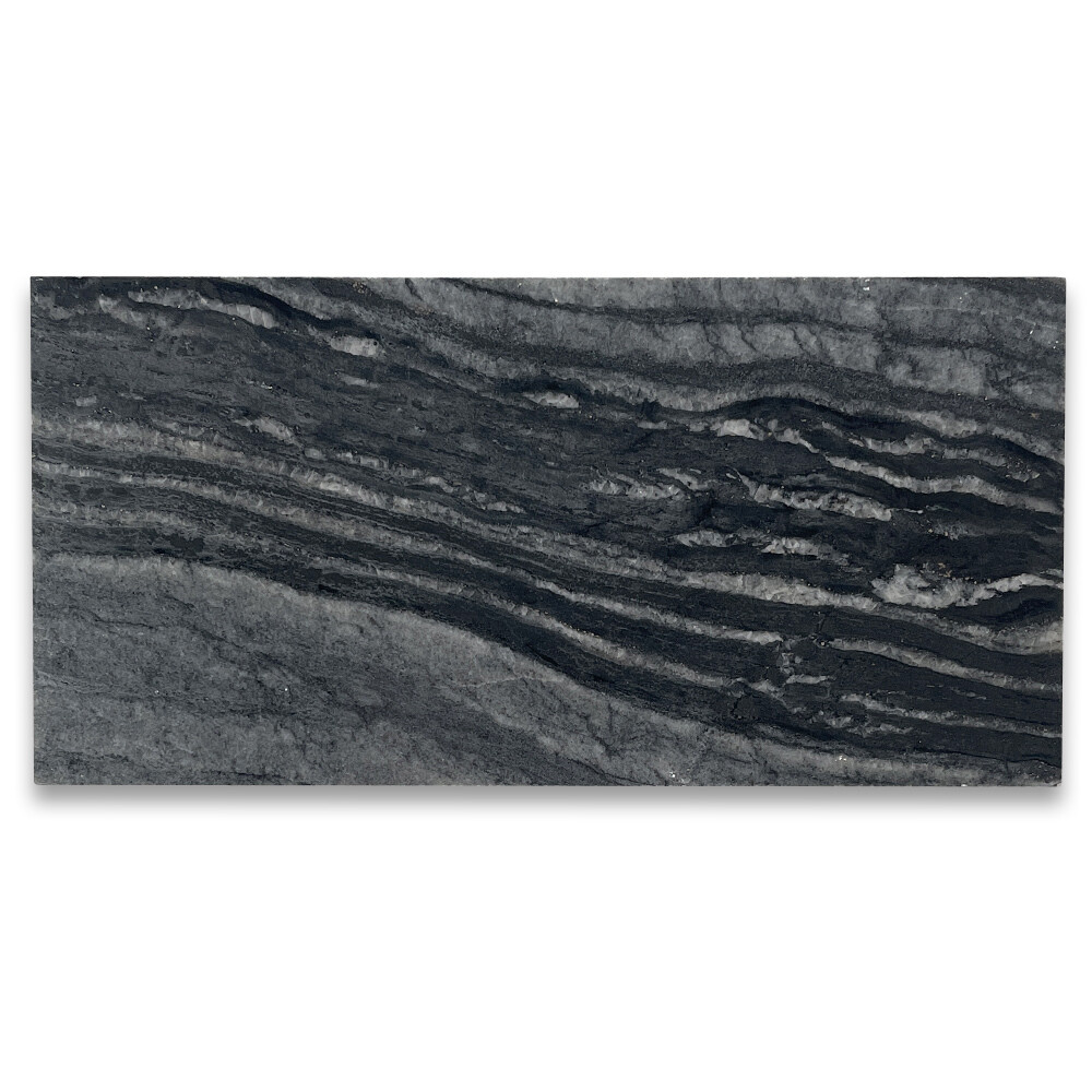 X41P Silver Wave Black Forest Marble 3×6 Subway Tile Polished