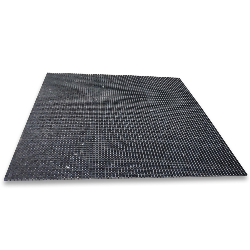 N21XP Nero Marquina Black Marble 3/8×3/8 Square Mosaic Tile Polished