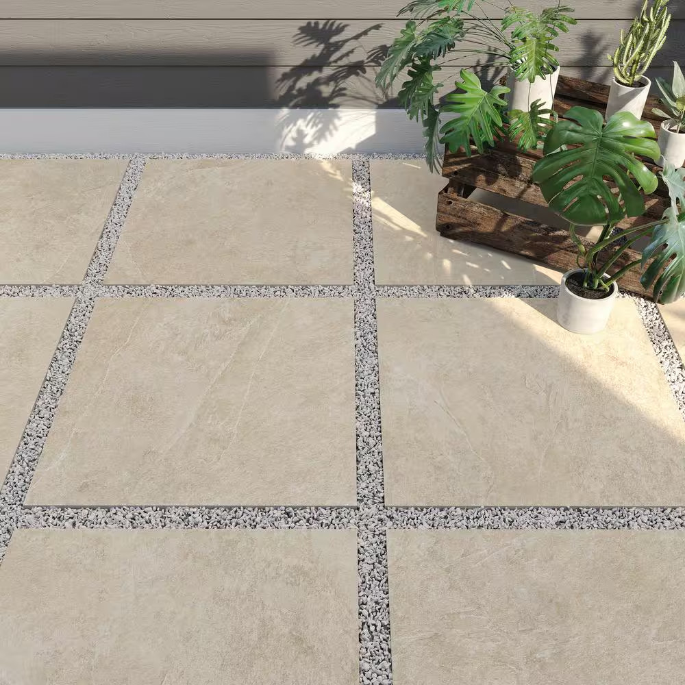 Slate White 24 In. X 24 In. X 0.75 In. Stone Look Porcelain Paver (Case of 2)