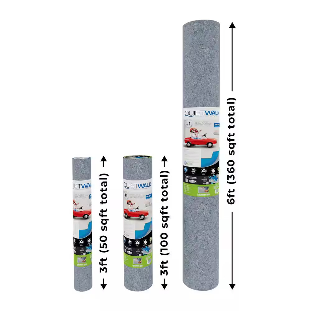 50 Sq. Ft. 3 Ft. W X 16.7 Ft. L X 3 Mm T Underlayment with Sound and Moisture Ba