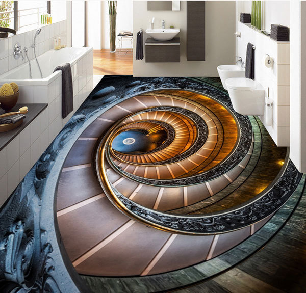 3D Amazing Spiral Stair Art Floor Mural Photo Flooring Wallpaper Home Wall Decal