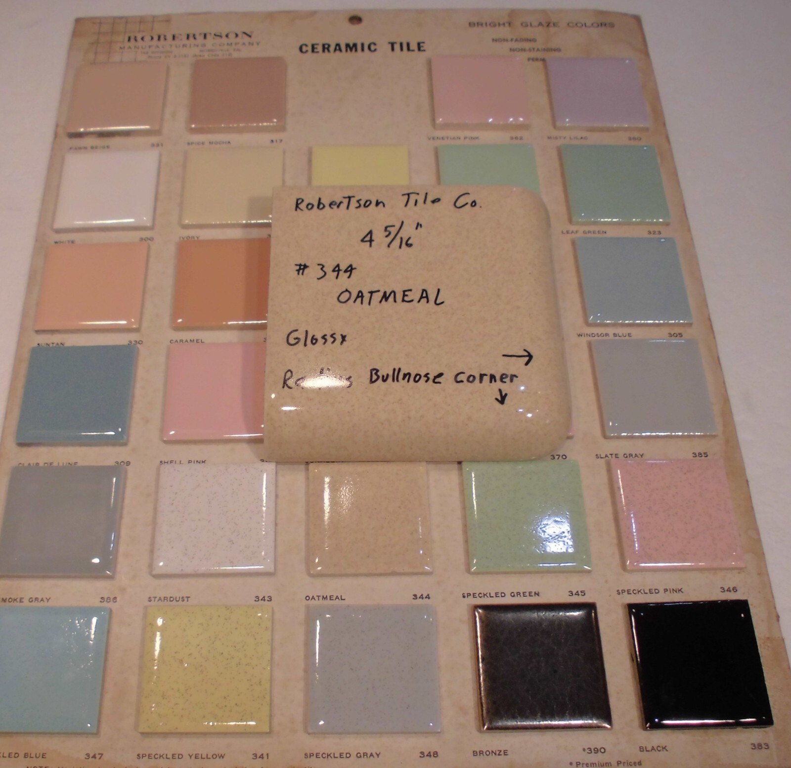1 pc. Corner Bullnose: Oatmeal-Buckwheat Ceramic Tile Robertson 4-5/16″ Mudd Cap