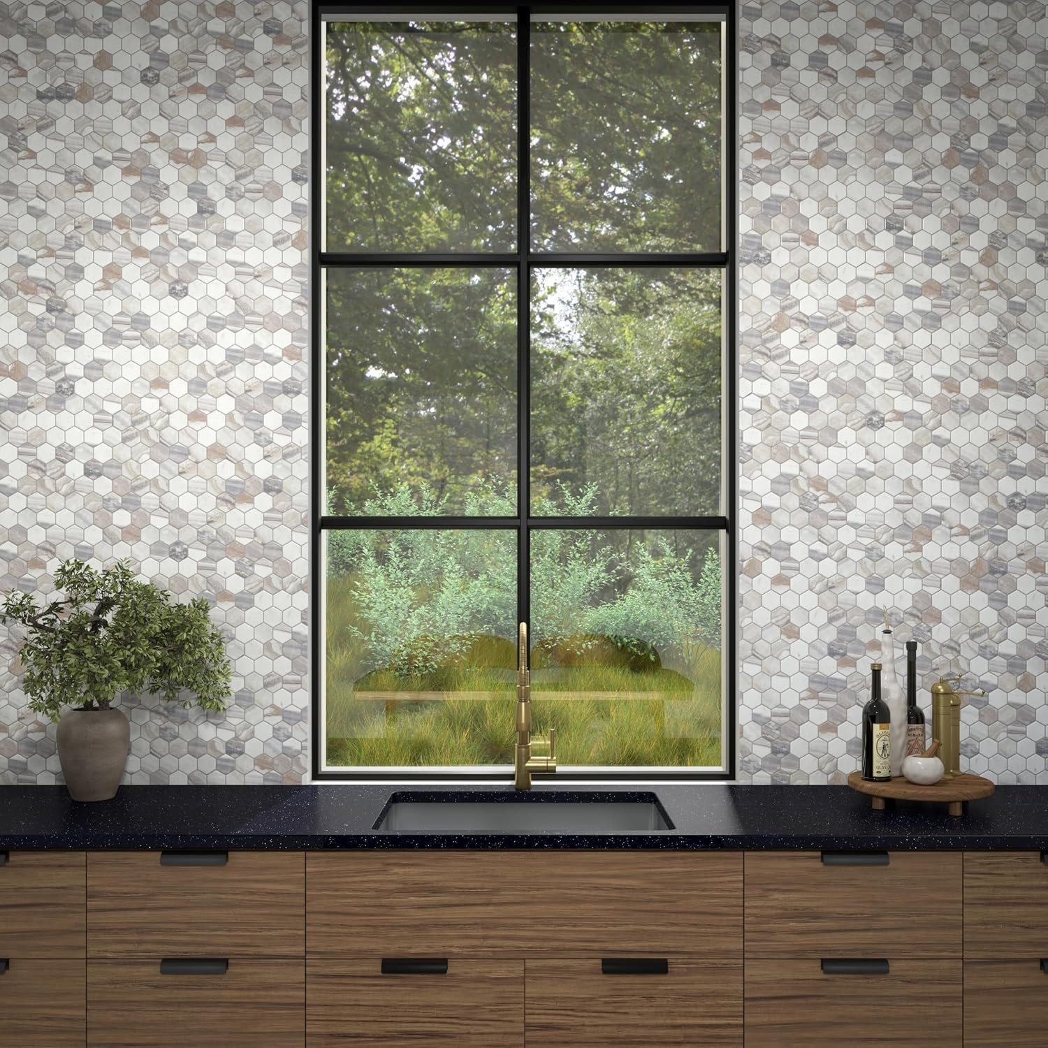 Eclessia Hexagon Marble Mosaic Tiles – 10 PCS, 9.70 SQFT per Carton