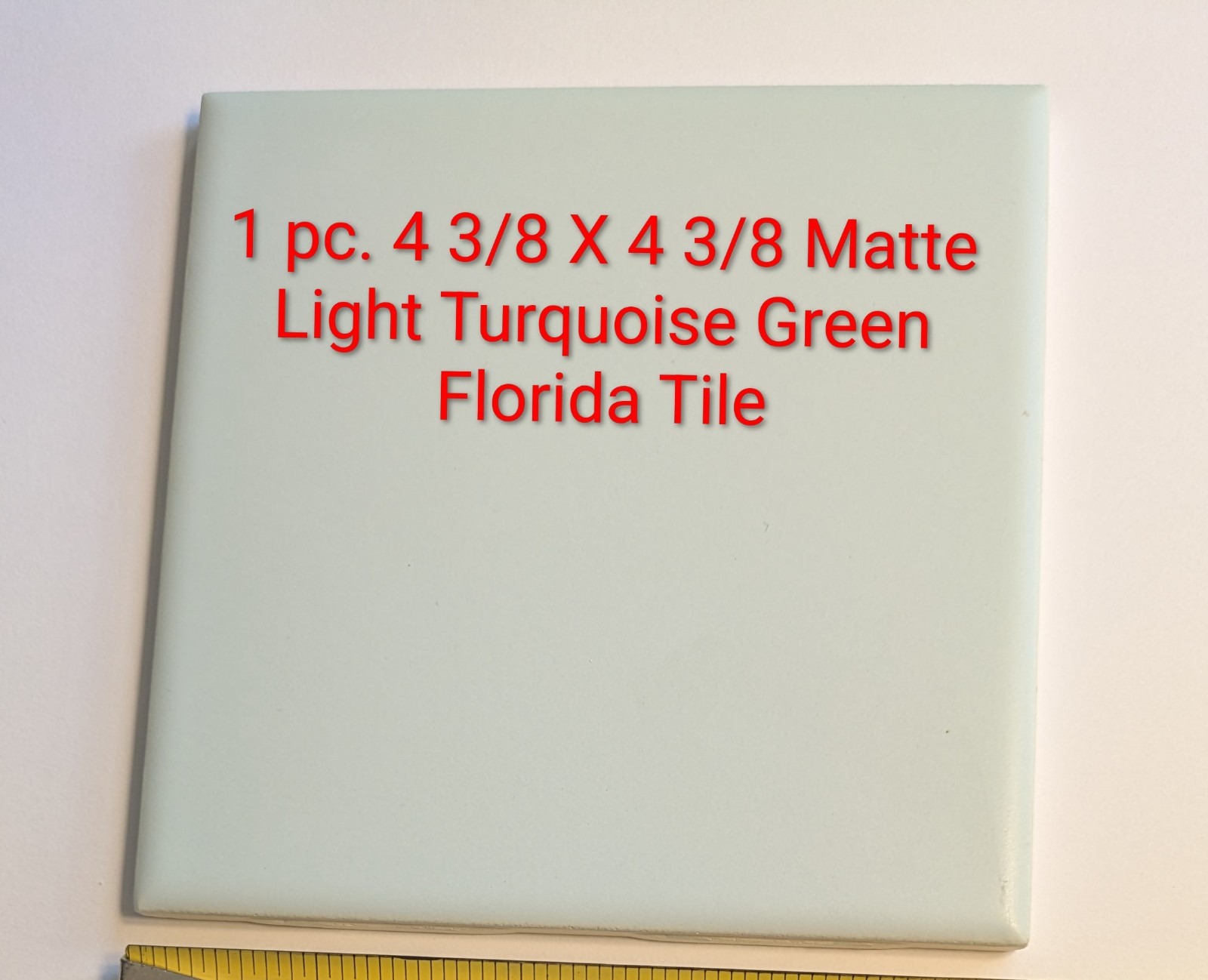 1 pc. 4 3/8 X 4 3/8 Matte Light Turquoise Jade Green Florida Tile New