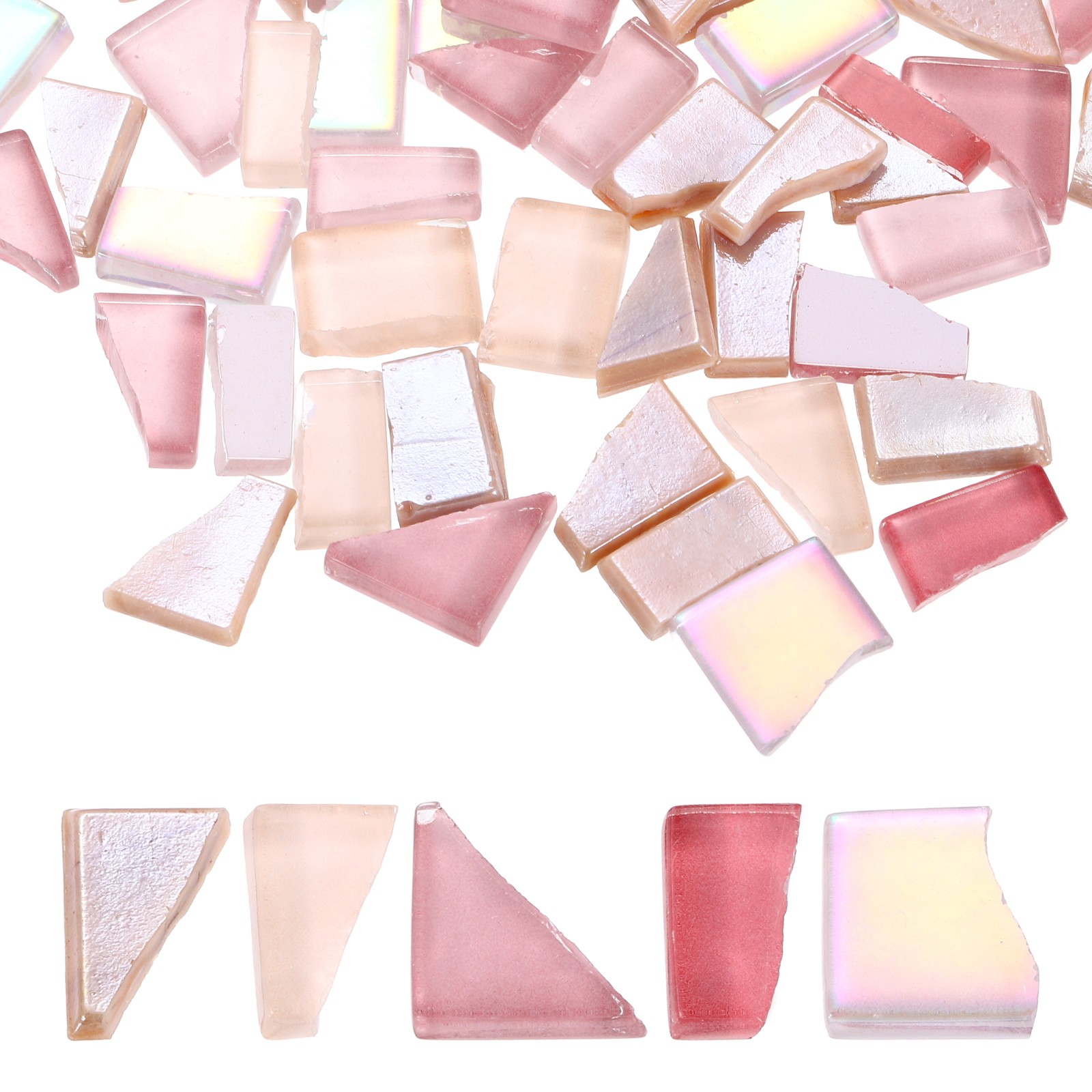 Irregular Glass Mosaic Tiles, for Colored Glass Sheets 100g/0.2LB Pink