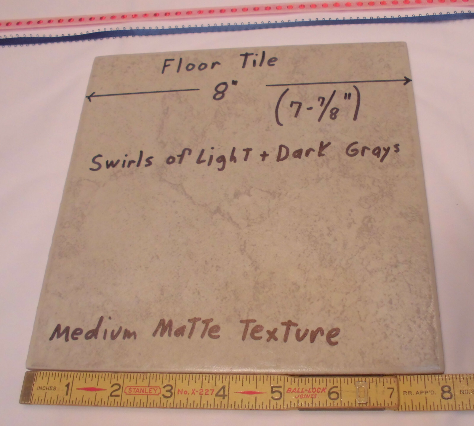 1 pc. Porcelain/Ceramic 8″ Floor Tile; Light & Dark Grays; Medium Textured NEW