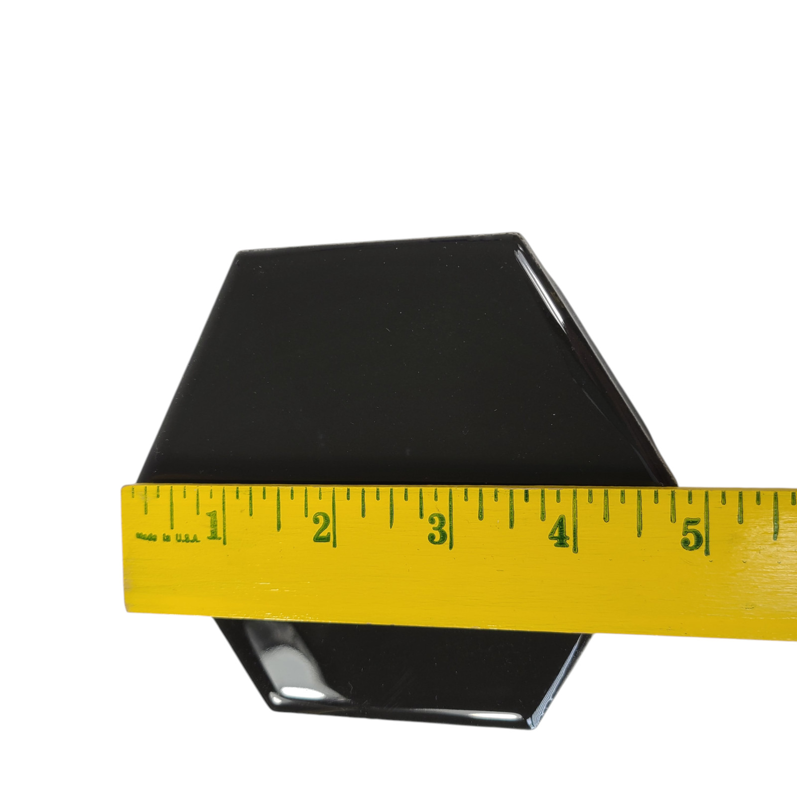 Black Ceramic Tile Hexagon Subway Vintage Mid Century Modern Rippled Beehive