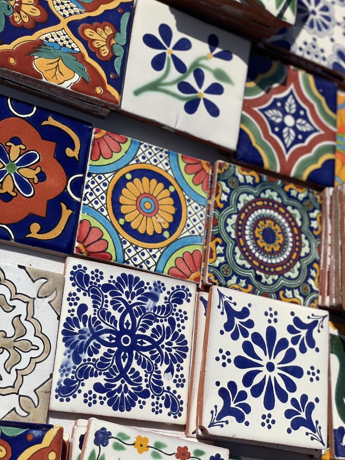25 Assorted Mexican Ceramic 4×4 inch Hand Made Tiles