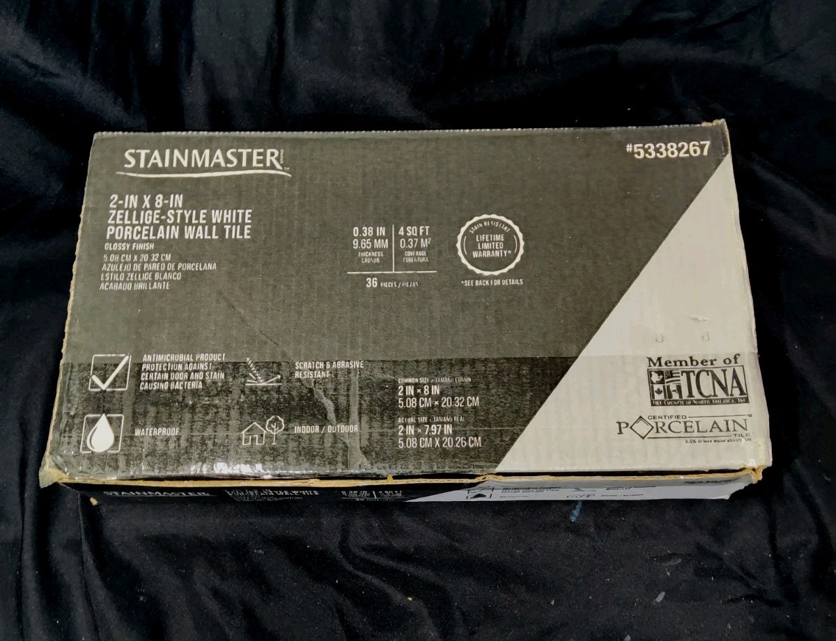 Stainmaster #5338267 Zellige-style 2″ X 8″ White Porcelain Wall Tile 34 Pcs