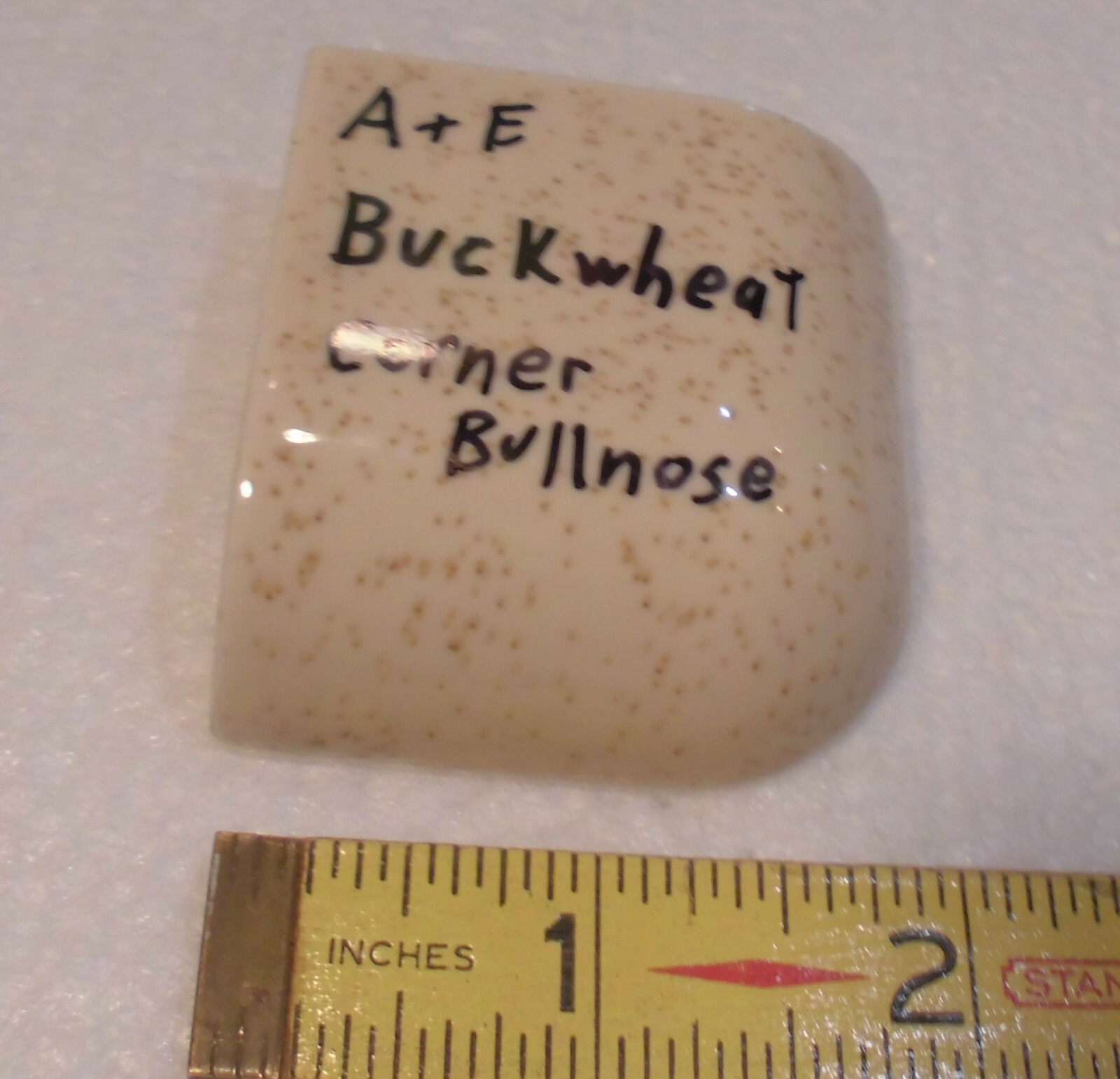 1 pc. Buckwheat Ceramic Bullnose Outside Corner Tile 2″ X 2″ American Olean