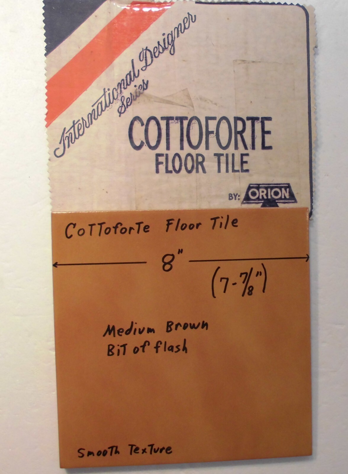 1 pc. Medium Brown Ceramic Floor Tile: 8″ X 8″ Smooth Surface + bit of flash