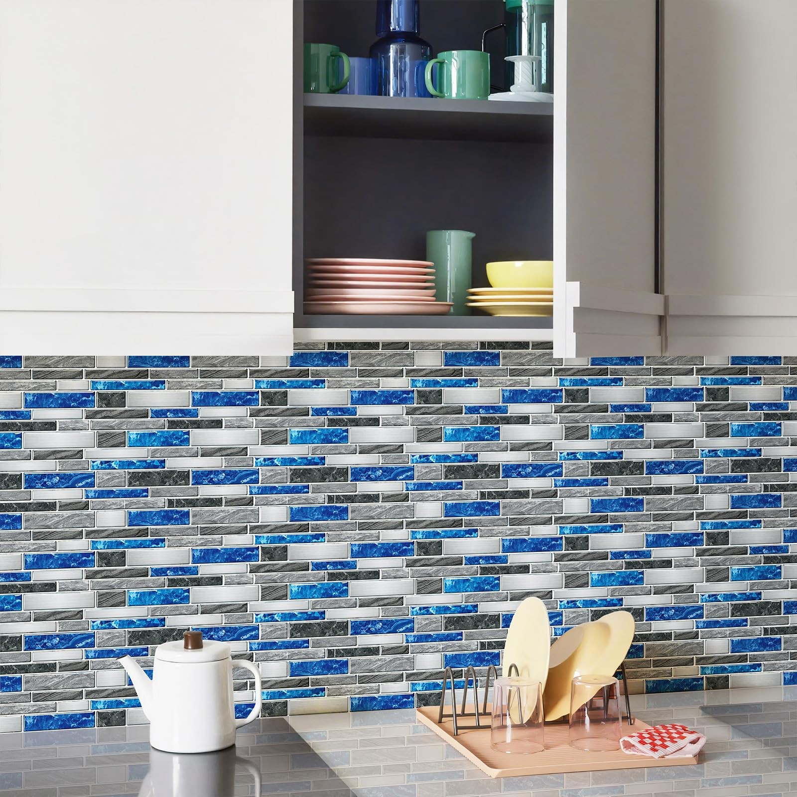 10 Sheets Peel and Stick Backsplash, Peel and Stick Tiles, Marble Look Wall T…