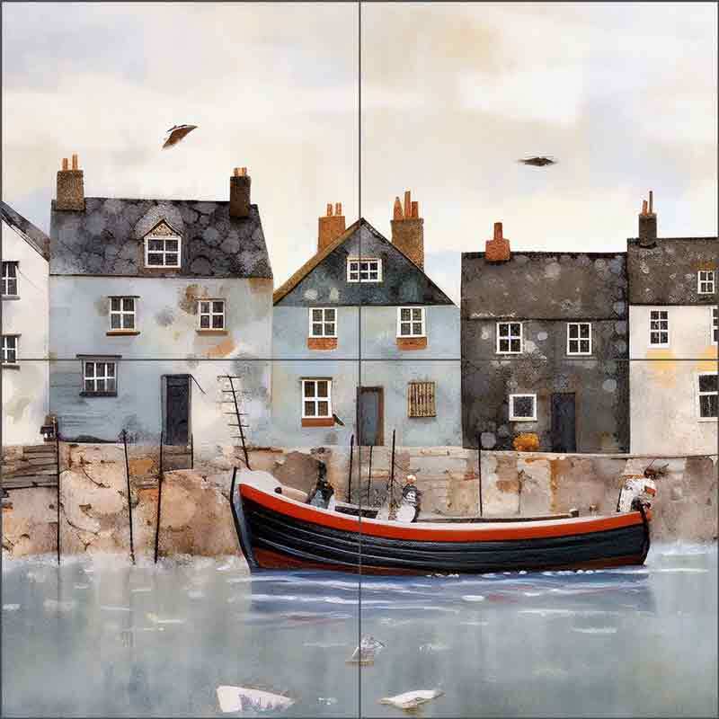 Boat Tile Backsplash Ray Powers Village Art Ceramic Mural OB-RPA382b