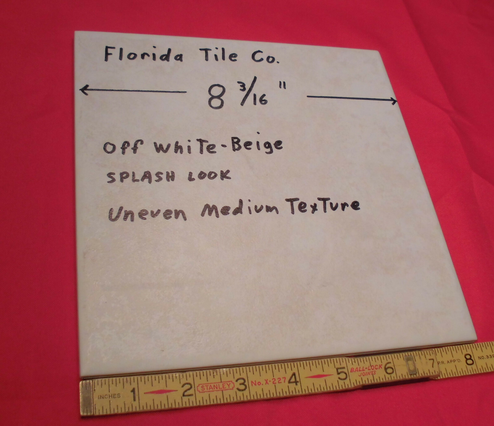 1 pc. Florida Ceramic Floor Tile 8-3/16″ *off-white beige* medium textured New