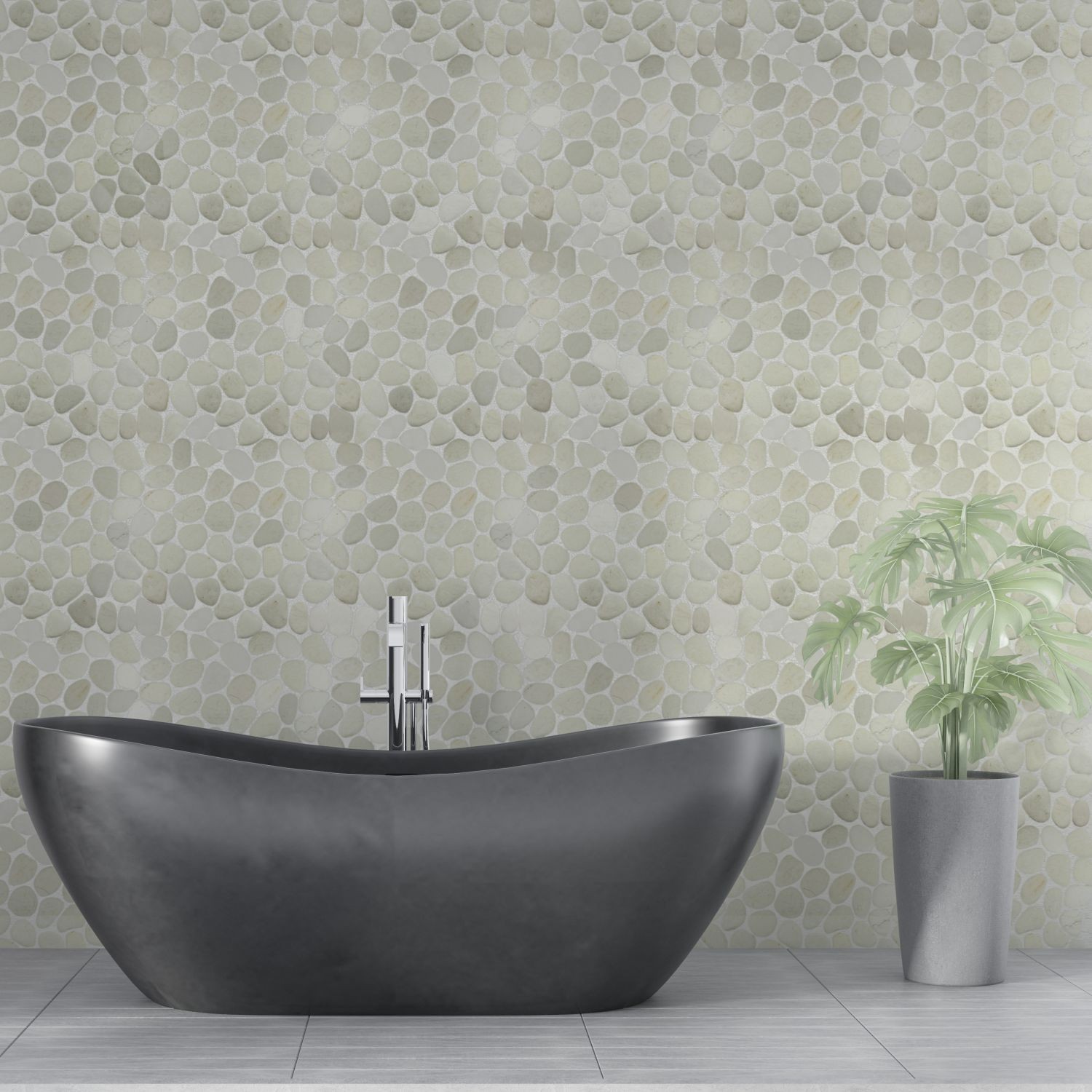 White Pebble Natural Stone Mosaic Wall & Floor Tile ($11.50/SqFt)