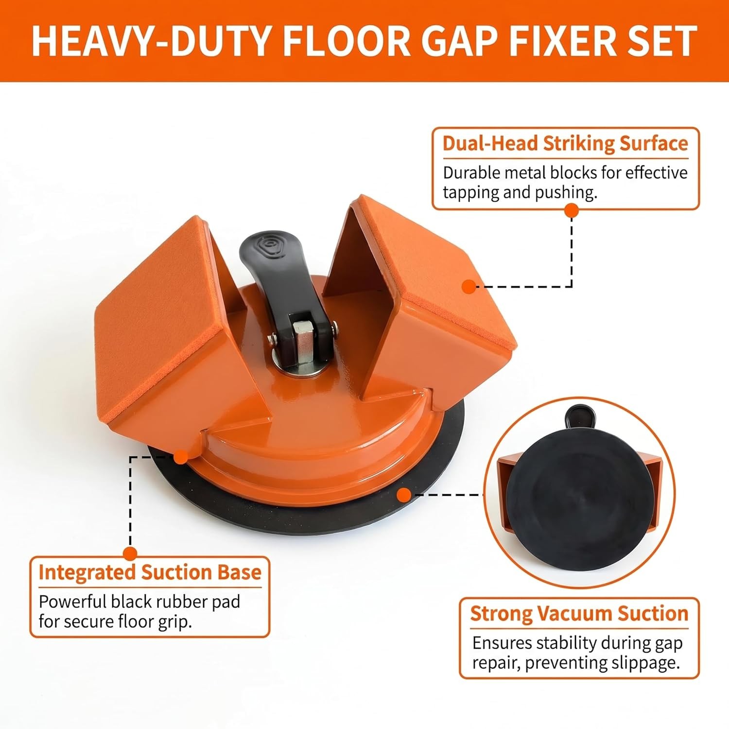 Floor Gap Fixer Tool with Suction Cup for Hardwood-Laminate and Vinyl Flooring