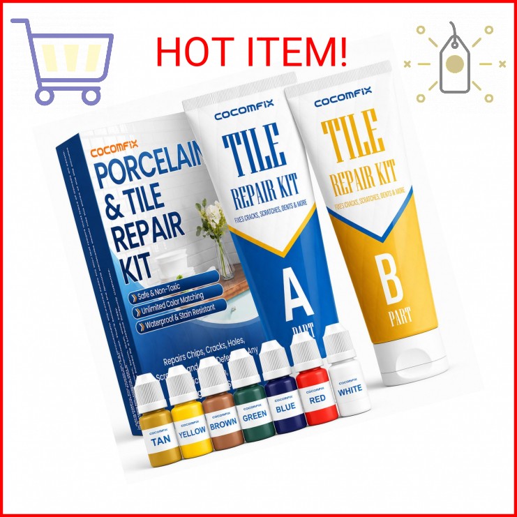 Tile Repair Kit, Ceramic Tile Chips & Cracks Repair Kit(Color Match), Porcelain